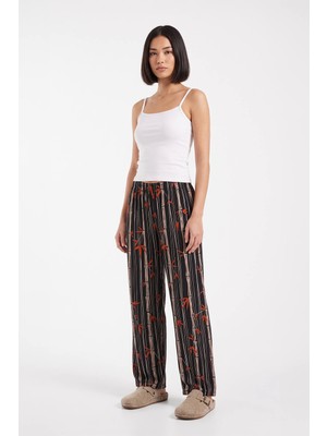 Kadın Yumuşak Kadife Dokulu Bambu Desenli Pijama Altı
