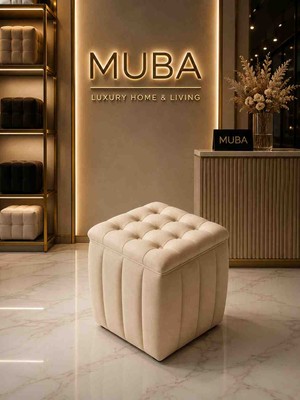Muba Online Yeni Sezon Ithal Belora Kumaş Puf 40X40 cm – Ultra Yumuşak, Lüks Dokulu, Premium Kalite Kare Puf