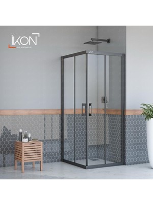 ikon Enzo Kare | Mat Siyah Şeffaf Duş Kabini H:190