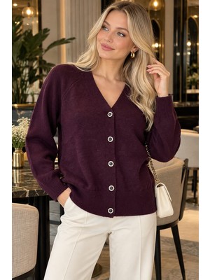 Esra Butik 🌸 Pembe & Mürdüm Önden Düğmeli Triko Hırka – Şık ve Kullanışlı