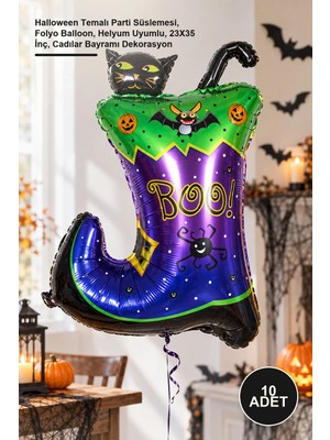 Yenilig 10 Adet Çizmeli Kara Kedi Folyo Balon – Halloween Temalı Parti Süslemesi, Folyo Balloon, Helyum Uyumlu, 23X35 Inç, Cadılar Bayramı Dekorasyon