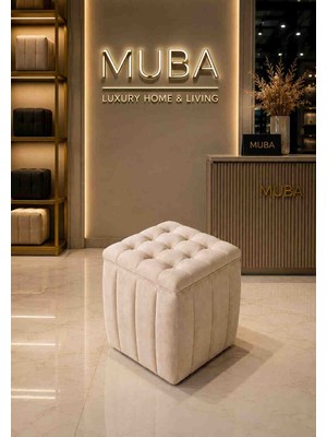 Muba Online Yeni Sezon Ithal Belora Kumaş Puf 40X40 cm – Ultra Yumuşak, Lüks Dokulu, Premium Kalite Kare Puf