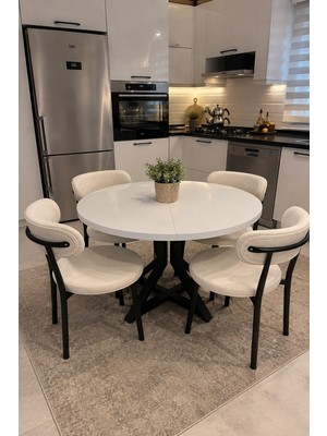 Sweet Home Masa Sandalye Yuvarlak Açılır Hilton Masa Matrix Ayak Gözde Sandalye Takım Traverten