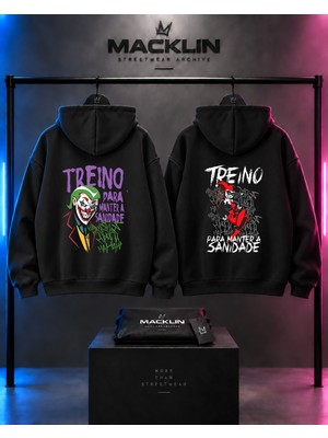 Macklin Sevgili - Arkadaş Çift Kombini Joker And Harley Sırt Baskılı Özel Tasarım Kapüşonlu Sweatshirt 2li Takım