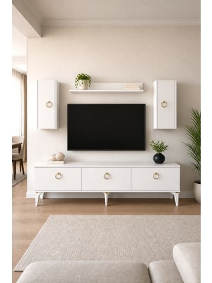 TVRB8001B Tv Sehpası, Tv Ünitesi Takımı Beyaz 180 cm