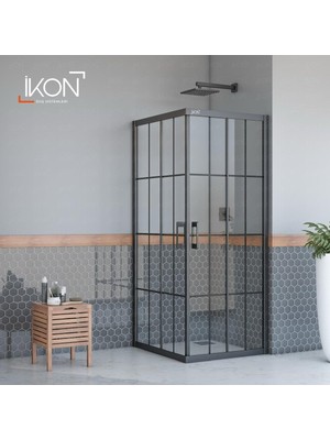 ikon Enzo Kare | Mat Siyah Karolaj Duş Kabini H:190