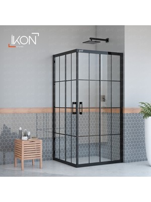 ikon Enzo Dikdörtgen | Mat Siyah Karolaj Duş Kabini H:190