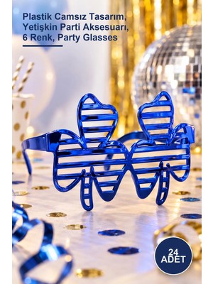 Yenilig 24 Adet Metalize Ekstra Parlak Yaprak Panjur Parti Gözlüğü – Plastik Camsız Tasarım, Yetişkin Parti Aksesuarı, 6 Renk, Party Glasses