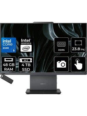 Lenovo Thinkcentre Neo 50A Gen 5 Intel Core 5 210H 48GB Ram 4tb SSD 23.8" Fhd 99% Srgb Touch Freedos 12SC004XTRP330 Luna Grey All In One Bilgisayar + Per4 USB Bellek