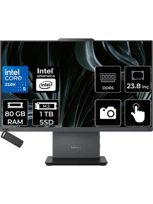 Lenovo Thinkcentre Neo 50A Gen 5 Intel Core 5 210H 80GB Ram 1tb SSD 23.8" Fhd 99% Srgb Touch Freedos 12SC004XTRP338 Luna Grey All In One Bilgisayar + Per4 USB Bellek