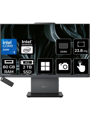 Lenovo Thinkcentre Neo 50A Gen 5 Intel Core 5 210H 80GB Ram 2tb SSD 23.8" Fhd 99% Srgb Touch WIN11 Pro 12SC004XTRP439 Luna Grey All In One Bilgisayar + Per4 USB Bellek