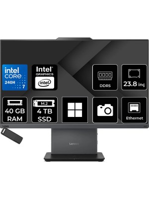 Lenovo Thinkcentre Neo 50A Gen 5 Intel Core 7 240H 40GB Ram 4tb SSD 23.8" Fhd 99% Srgb WIN11 Home 12SC003YTRP375 Luna Grey All In One Bilgisayar + Per4 USB Bellek