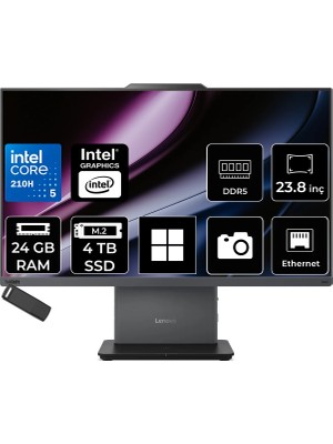 Lenovo Thinkcentre Neo 50A Gen 5 Intel Core 5 210H 24GB Ram 4tb SSD 23.8" Fhd 99% Srgb WIN11 Home 12SC004GTRP365 Luna Grey All In One Bilgisayar + Per4 USB Bellek