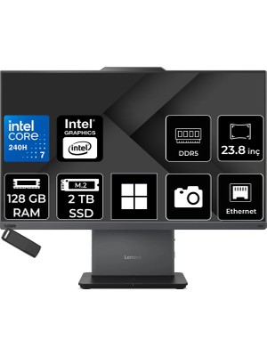Lenovo Thinkcentre Neo 50A Gen 5 Intel Core 7 240H 128GB Ram 2tb SSD 23.8" Fhd 99% Srgb WIN11 Home 12SC003YTRP399 Luna Grey All In One Bilgisayar + Per4 USB Bellek