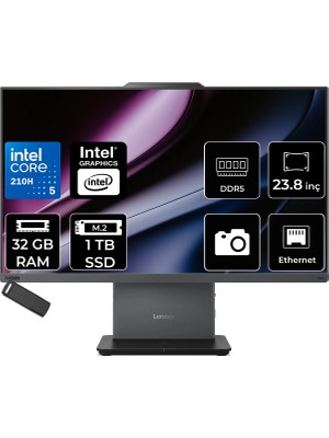 Lenovo Thinkcentre Neo 50A Gen 5 Intel Core 5 210H 32GB Ram 1tb SSD 23.8" Fhd 99% Srgb Freedos 12SC004GTRP318 Luna Grey All In One Bilgisayar + Per4 USB Bellek
