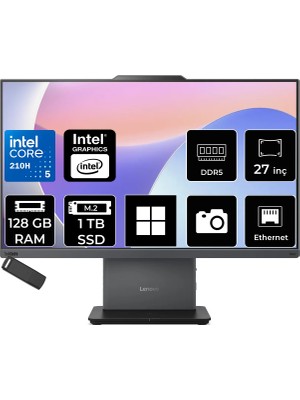 Lenovo Thinkcentre Neo 50A Gen 5 Intel Core 5 210H 128GB Ram 1tb SSD 27" Fhd 99% Srgb 300NITS WIN11 Home 12SA0026TRP398 Luna Grey All In One Bilgisayar + Per4 USB Bellek