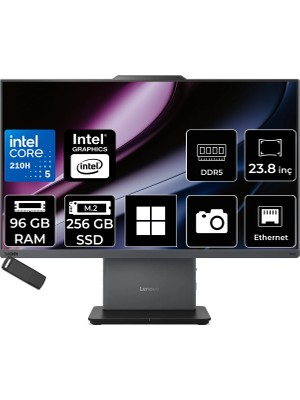 Lenovo Thinkcentre Neo 50A Gen 5 Intel Core 5 210H 96GB Ram 256GB SSD 23.8" Fhd 99% Srgb WIN11 Pro 12SC004GTRP441 Luna Grey All In One Bilgisayar + Per4 USB Bellek