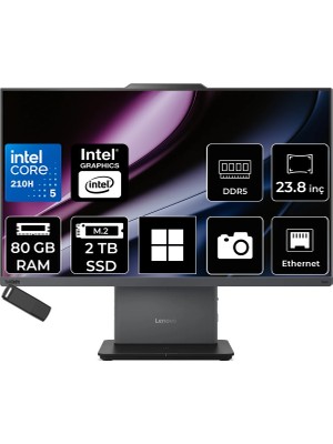 Lenovo Thinkcentre Neo 50A Gen 5 Intel Core 5 210H 80GB Ram 2tb SSD 23.8" Fhd 99% Srgb WIN11 Home 12SC004GTRP389 Luna Grey All In One Bilgisayar + Per4 USB Bellek