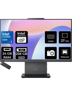 Lenovo Thinkcentre Neo 50A Gen 5 Intel Core 5 210H 24GB Ram 256GB SSD 27" Fhd 99% Srgb 300NITS Freedos 12SA0026TRP311 Luna Grey All In One Bilgisayar + Per4 USB Bellek