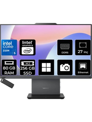 Lenovo Thinkcentre Neo 50A Gen 5 Intel Core 5 210H 80GB Ram 256GB SSD 27" Fhd 99% Srgb 300NITS WIN11 Pro 12SA0026TRP436 Luna Grey All In One Bilgisayar + Per4 USB Bellek