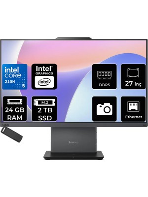 Lenovo Thinkcentre Neo 50A Gen 5 Intel Core 5 210H 24GB Ram 2tb SSD 27" Fhd 99% Srgb 300NITS Freedos 12SA0026TRP314 Luna Grey All In One Bilgisayar + Per4 USB Bellek