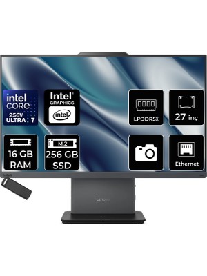 Lenovo Thinkcentre Neo 50A Gen 6 Intel Core Ultra 7 256V 16GB Ram 256GB SSD 27" Fhd Freedos 13QFA001TRP301 Luna Grey All In One Bilgisayar + Per4 USB Bellek