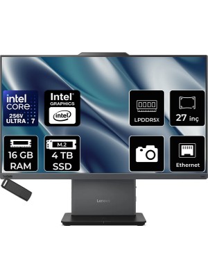 Lenovo Thinkcentre Neo 50A Gen 6 Intel Core Ultra 7 256V 16GB Ram 4tb SSD 27" Fhd Freedos 13QFA001TRP305 Luna Grey All In One Bilgisayar + Per4 USB Bellek