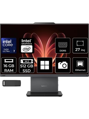 Lenovo Thinkcentre Neo 50A Gen 5 Intel Core 7 240H 16GB Ram 512GB SSD 27" Fhd 99% Srgb 300NITS WIN11 Pro 12SA0028TRP407 Luna Grey All In One Bilgisayar + Per4 USB Bellek