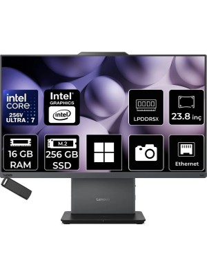 Lenovo Thinkcentre Neo 50A Gen 6 Intel Core Ultra 7 256V 16GB Ram 256GB SSD 23.8" Fhd WIN11 Pro 13QGA000TRP311 Luna Grey All In One Bilgisayar + Per4 USB Bellek