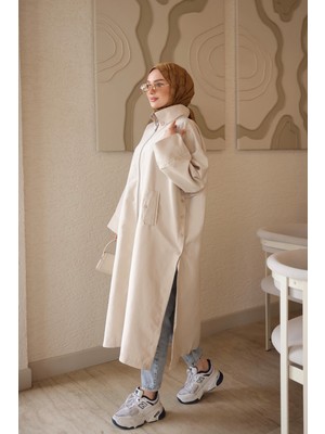 İmaj Butik Taş Yanları Çıtçıtlı Fermuarlı Trençkot