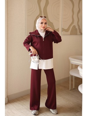İmaj Butik Bordo 3'lü Triko Takım