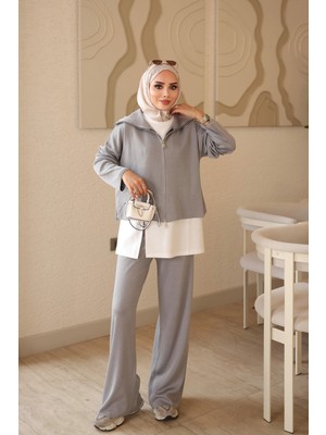 İmaj Butik Gri 3'lü Triko Takım