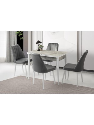 Kelebek 60 x 100  cm  Tekno Kenar Mdf H.g Açılır Masa 4 Adet Sude Sandalye Takım