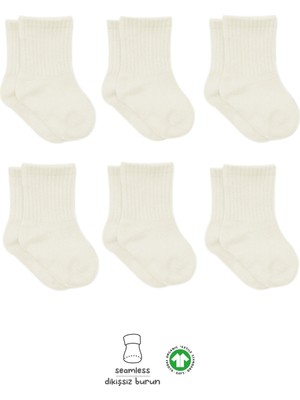 Bistyle 6'lı Basic Penye Soket Çorap 10101 Ekru