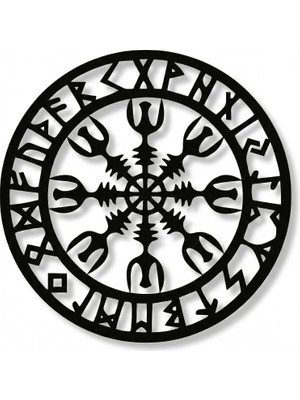 Metal Duvar Sanatı, Metal Viking Dekoru, Iskandinav Mitolojisi Vegvisir Rünleri ve Sembolleri, Metal Duvar Dekoru, Ev Dekoru, Iç Dekorasyon (35 G x 35
