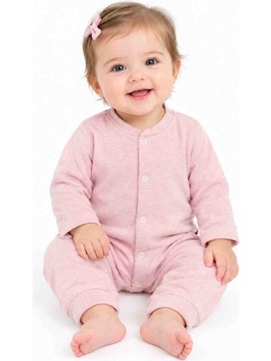 Güler Butik Lüks Kalite Kız Bebek Patikli Tulum, %100 Pamuklu Pudra Pembe Çıtçıtlı Bebek Uykusu ve Günlük Tulumu