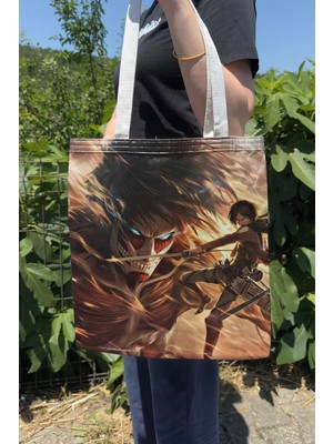 Zipzap Attack On Titan V2 Yazlık Kışlık Çift Taraflı Kanvas Baskı Bez Çanta Anime Çantası