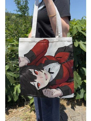 Zipzap Kakegurui V4 Yazlık Kışlık Çift Taraflı Kanvas Baskı Bez Çanta Anime Çantası