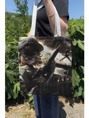 Zipzap Youjo Senki V4 Yazlık Kışlık Çift Taraflı Kanvas Baskı Bez Çanta Anime Çantası