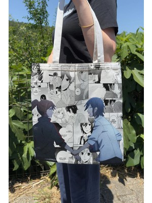 Zipzap Horimiya V5 Yazlık Kışlık Çift Taraflı Kanvas Baskı Bez Çanta Anime Çantası