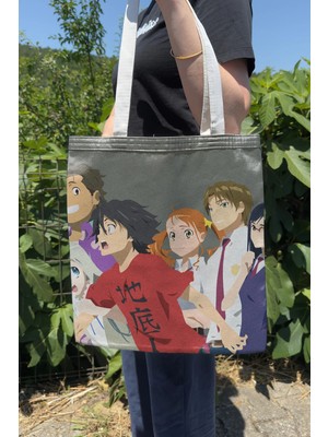 Zipzap Anohana V1 Yazlık Kışlık Çift Taraflı Kanvas Baskı Bez Çanta Anime Çantası