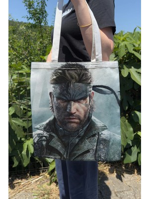 Zipzap Metal Gear Solid V1 Çift Taraflı Kanvas Baskı Bez Çanta Bilgisayar Oyun Video Oyunu