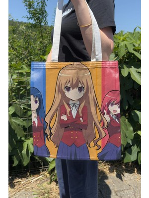 Zipzap Toradora! V1 Yazlık Kışlık Çift Taraflı Kanvas Baskı Bez Çanta Anime Çantası