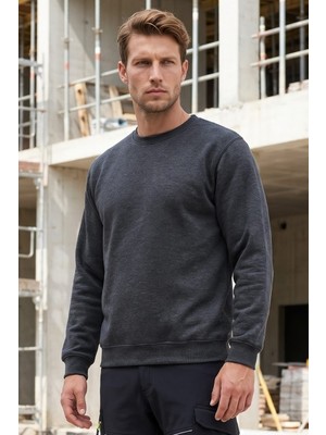 Sweatshirt Bisiklet Yaka Antrasit Melanj