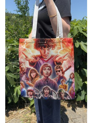 Zipzap Stranger Things 2 V2 Çift Taraflı Yazlık Kışlık Kanvas Baskı Bez Çanta Dizi Film