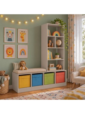Bimossa W7330 Tally Kitaplık Kumtaşı, Sağ veya Sol Kurulumlu Üst Modül ve Çok Bölmeli Kitaplık