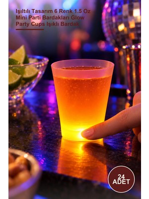 Yenilig 24 Adet Glow Partisi Bardakları – Işıltılı Tasarım 6 Renk 1.5 Oz Mini Parti Bardakları Glow Party Cups Işıklı Bardak