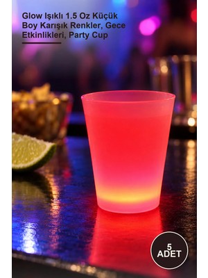 Yenilig 5 Adet Neon Parti Glow Bardak – Glow Işıklı 1.5 Oz Küçük Boy Karışık Renkler, Gece Etkinlikleri, Party Cup