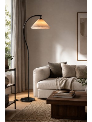 Modelight Lugano Modern Iskandinav Deveboyunlu Köşe Lambaderi -Siyah Metal Ayaklı Şapkalı Salon Lambası -Okuma Odası,yatak Odası, Çalışma Odası, Ofis Aydınlatma