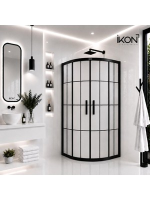 ikon Enzo Oval | Mat Siyah Karolaj Tam Buzlu Duş Kabini H:190